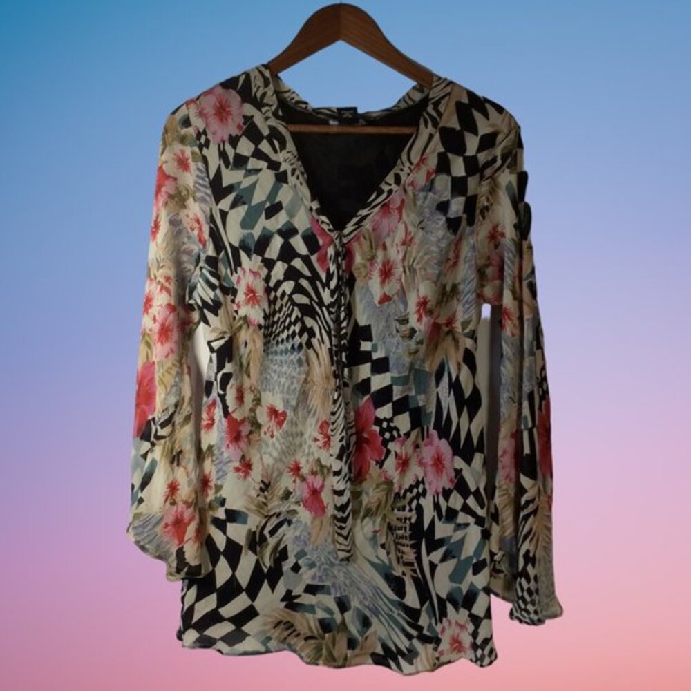 Nostalgia II Colorful Pull Over Blouse Size 2X